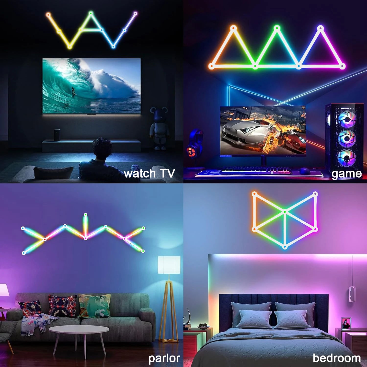 LED RGB Smart Wall Light DIY Atmosphere Night Light Game Room TV Backlight Decorative Wall Light Bar Music Rhythm APP