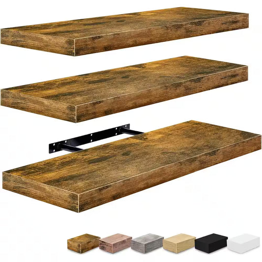 3-Pack Floating Shelves, 24 In. W X 9 In., invisible brackets