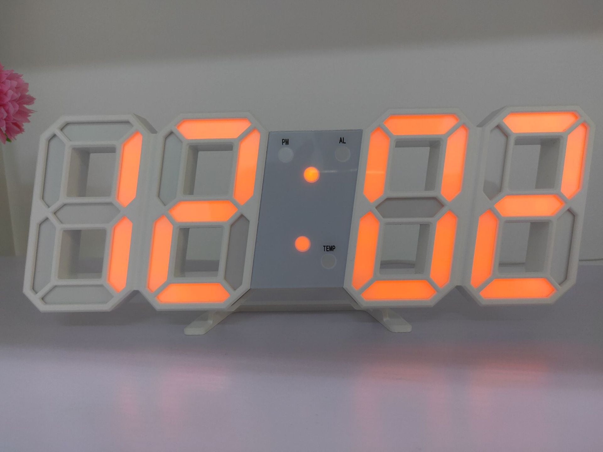 3D LED Wall Clock Modern Digital Sound Control Table Desktop Alarm Clock Temperature Night Light