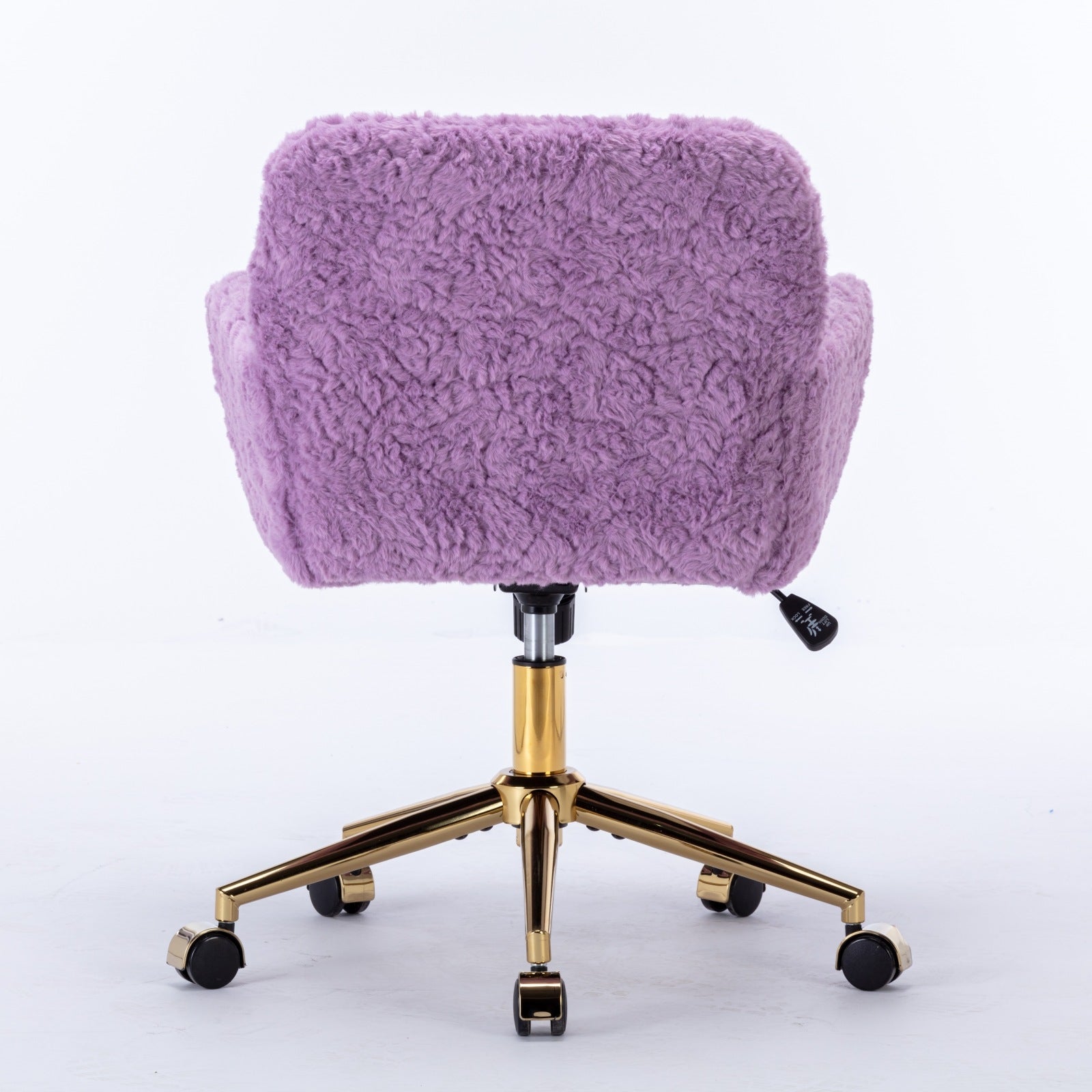 Purple Pastel Chair with Artificial Fur Upholstery and Gold Metal Base