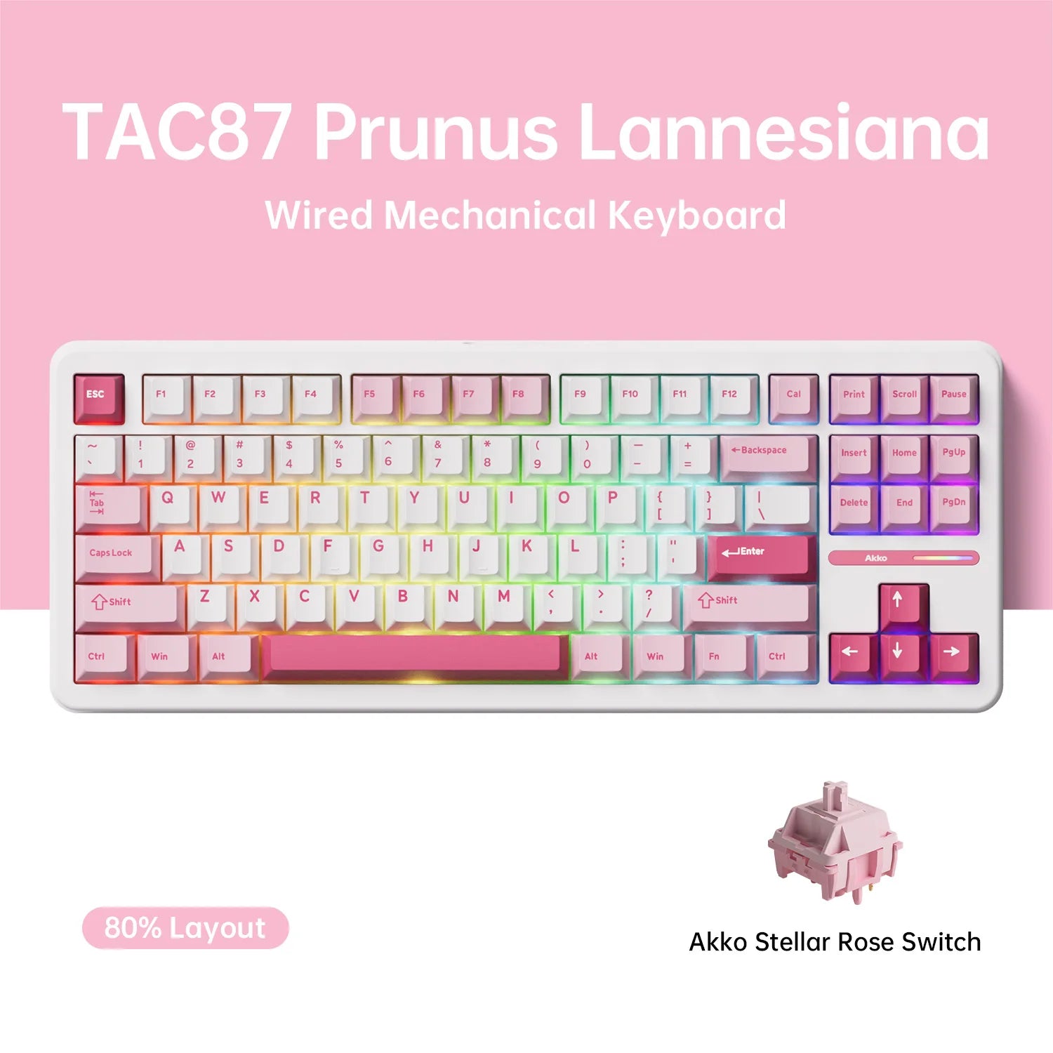 TAC87 Mechanical Keyboard 80% TKL Hot-Swap RGB 10000Mah USB Wired/2.4G&Bt Wireless Customized Gaming Keyboard Gasket Mount