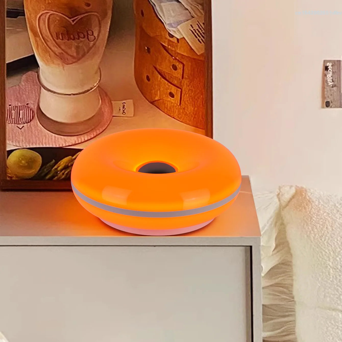 Bedroom Bedside Lamp USB Plug Bauhaus Living Room Dining Room Decoration Donut Ambient Light