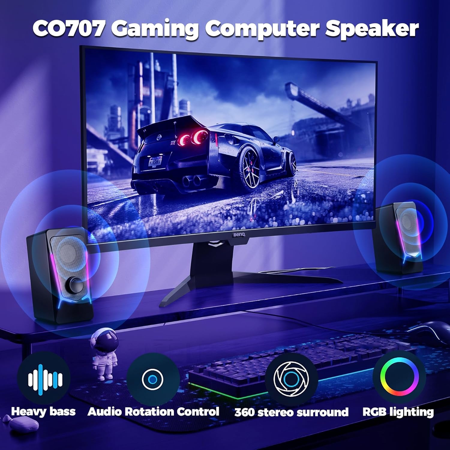 ROSON Computer Speakers, Gaming PC Speakers with Enhanced Bass and Volume Contro