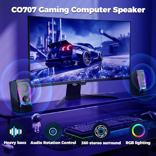 ROSON Computer Speakers, Gaming PC Speakers with Enhanced Bass and Volume Contro