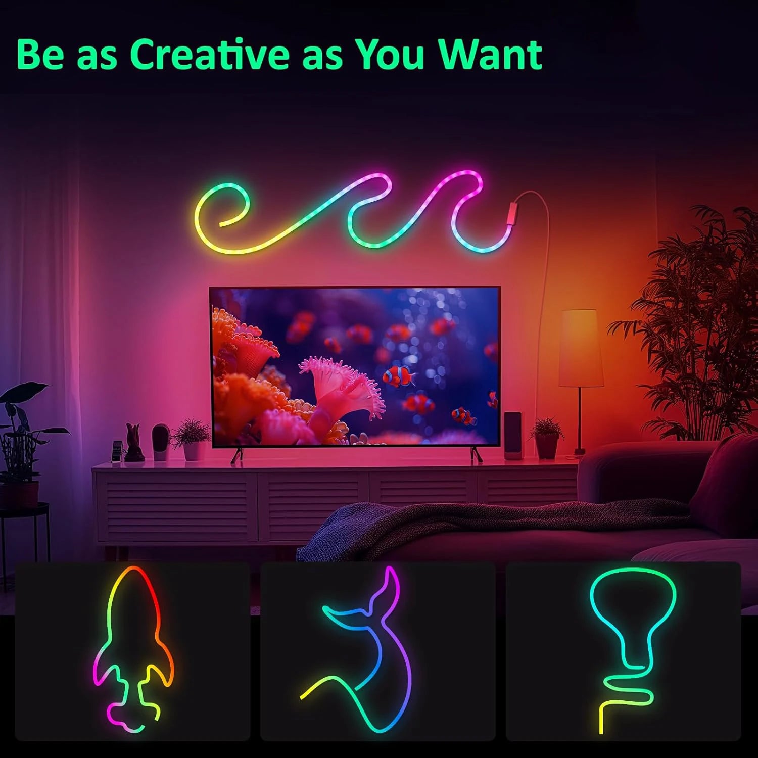 Neon LED Rope Lights, LED Lights for Bedroom Flexible LED Light Strip with Remote and APP Control RGB Lighting Strip