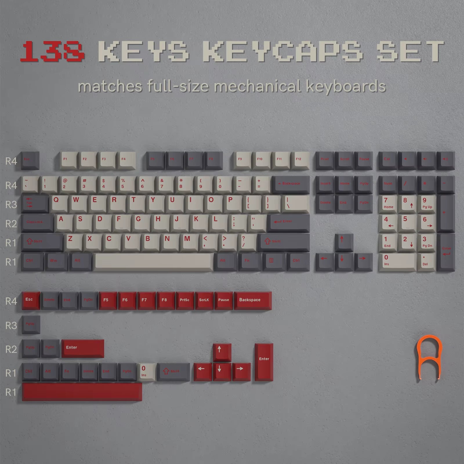 138 Keys Retro Grey Blue PBT Keycap Double Shot Cherry Profile Key Caps for Cherry MX Switches Mechanical Gamer Keyboard