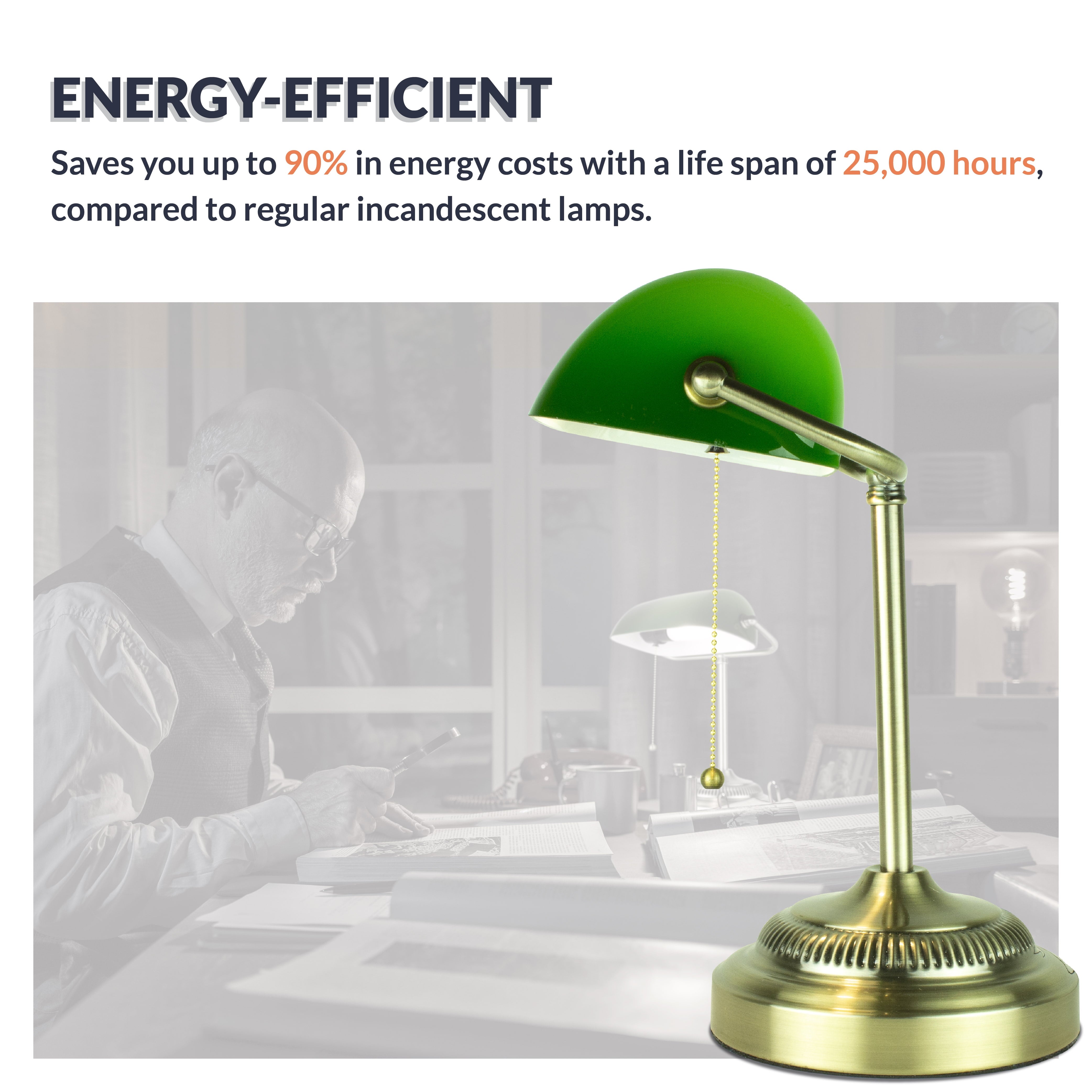 Morgan Antique Green Adjustable Energy-Efficient LED Bankers Desk Lamp