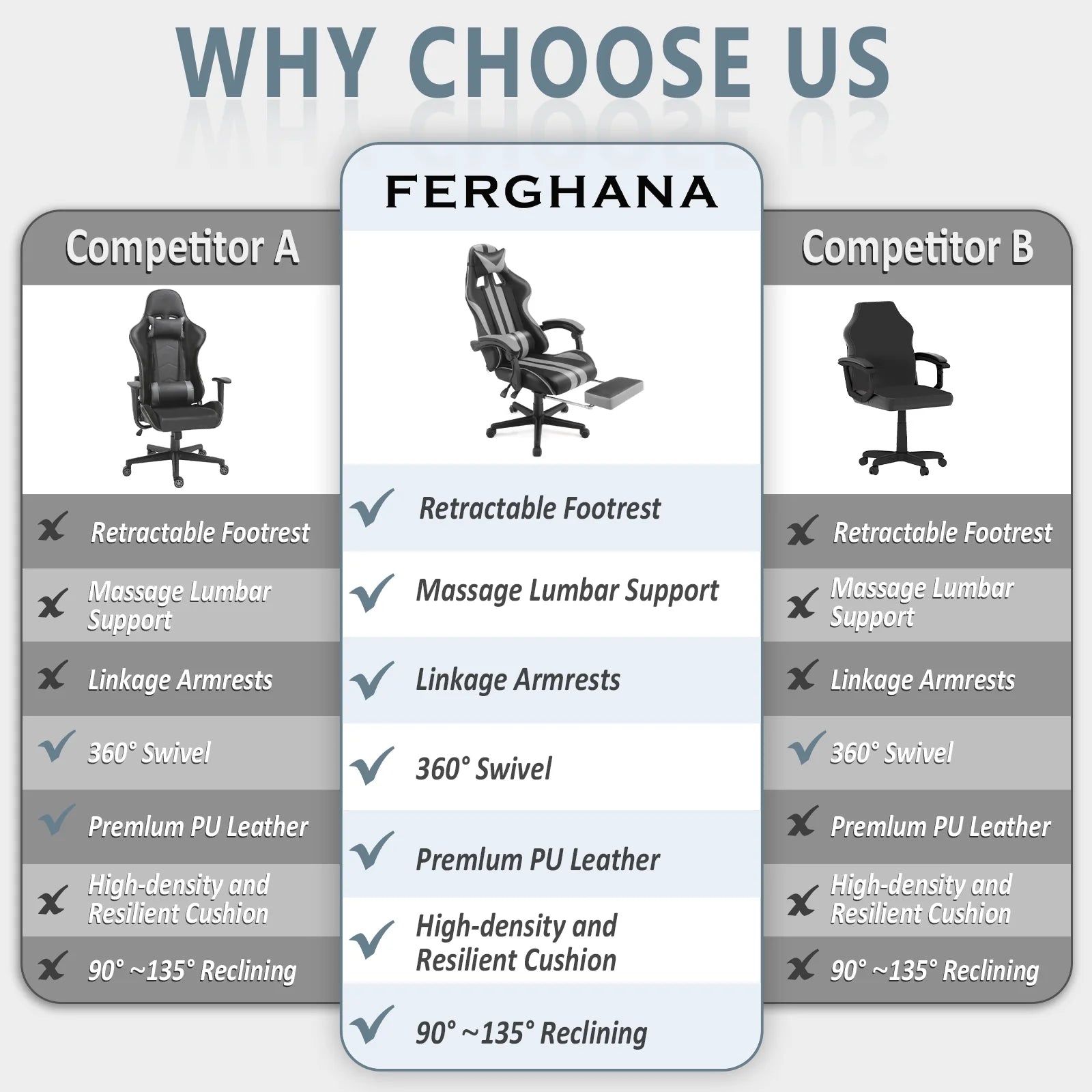 Gaming Chair with Foot Rest and Massage 