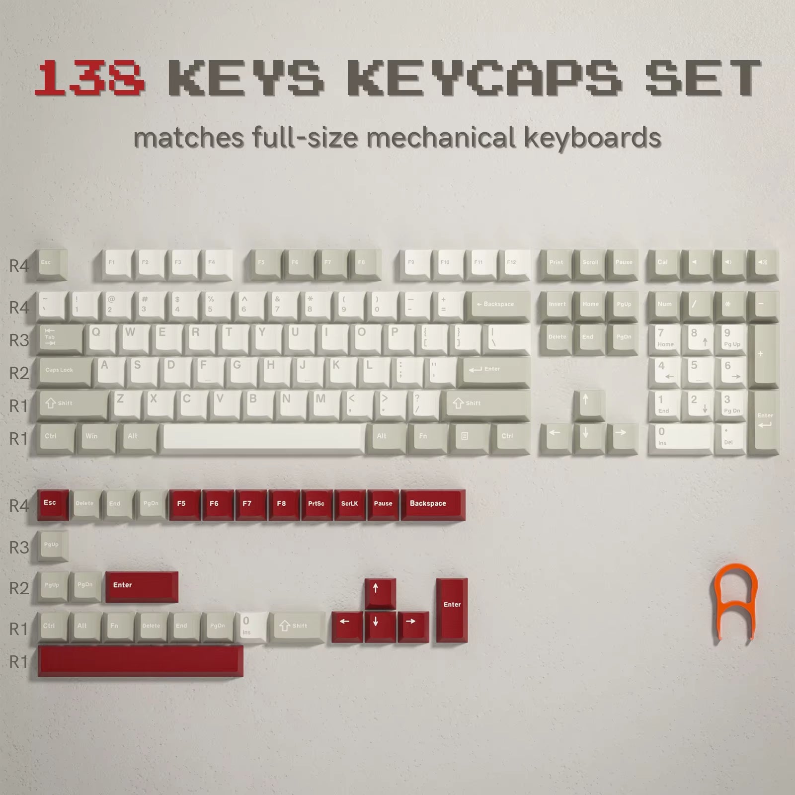 138 Keys Retro Grey Blue PBT Keycap Double Shot Cherry Profile Key Caps for Cherry MX Switches Mechanical Gamer Keyboard