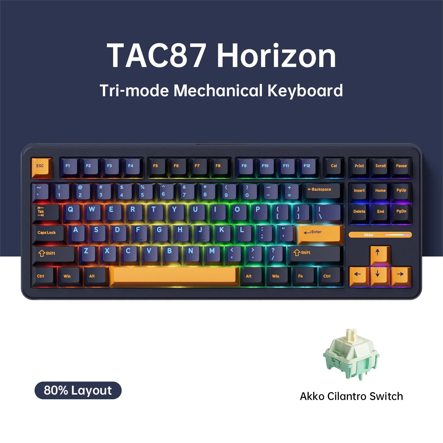 TAC87 Mechanical Keyboard 80% TKL Hot-Swap RGB 10000Mah USB Wired/2.4G&Bt Wireless Customized Gaming Keyboard Gasket Mount