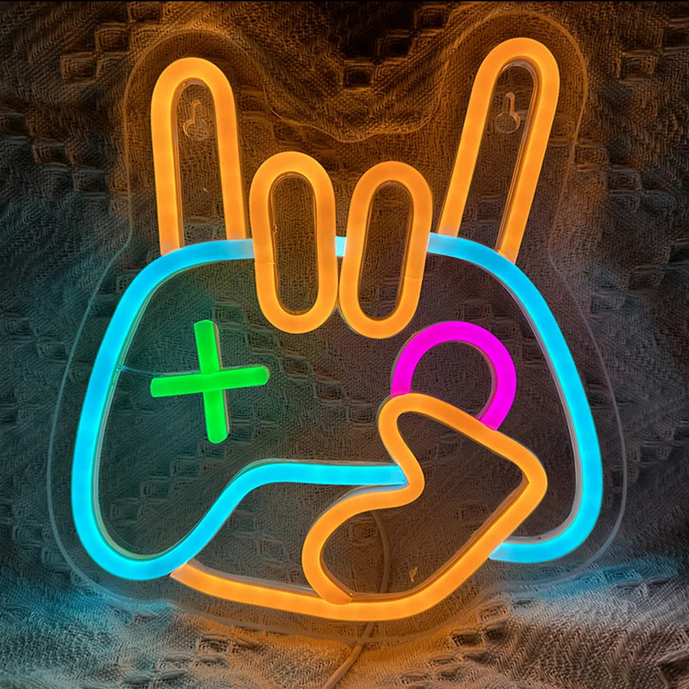 Game Room Neon Sign LED Wall Decor USB Powered Acrylic for Gaming Lighting Bedroom Bedside Wall Decor Gamer Party Birthday Gift