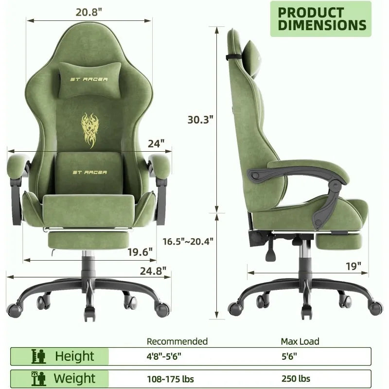 Ferghana Velvet Fabric Gaming Chair 