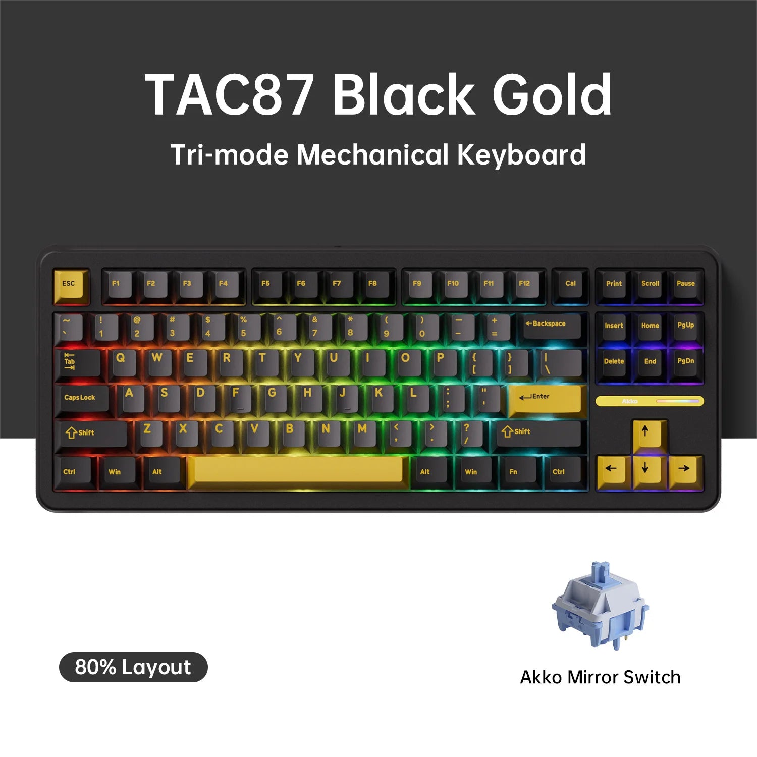 TAC87 Mechanical Keyboard 80% TKL Hot-Swap RGB 10000Mah USB Wired/2.4G&Bt Wireless Customized Gaming Keyboard Gasket Mount