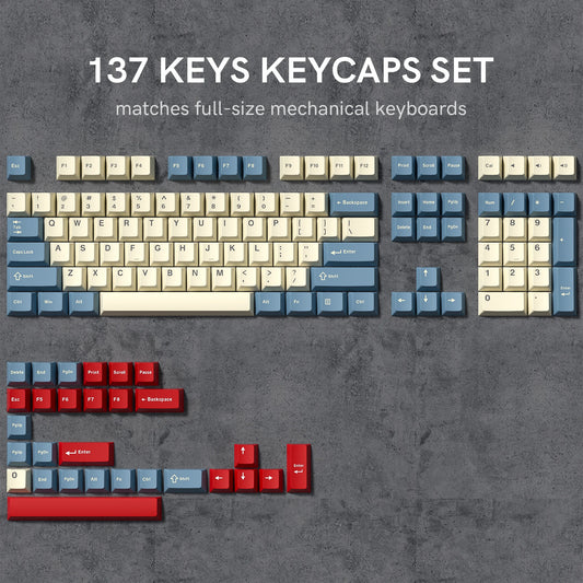 138 Keys Retro Grey Blue PBT Keycap Double Shot Cherry Profile Key Caps for Cherry MX Switches Mechanical Gamer Keyboard