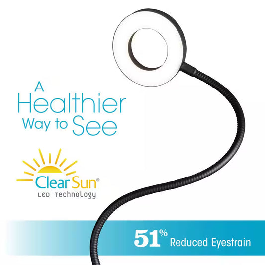 Wellness Series 20 In. Black Capture LED Clip-On Ring Light Desk Lamp