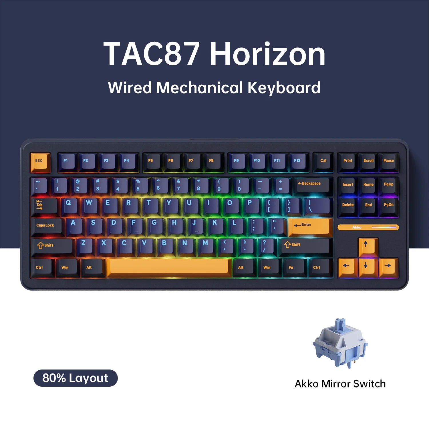 TAC87 Mechanical Keyboard 80% TKL Hot-Swap RGB 10000Mah USB Wired/2.4G&Bt Wireless Customized Gaming Keyboard Gasket Mount