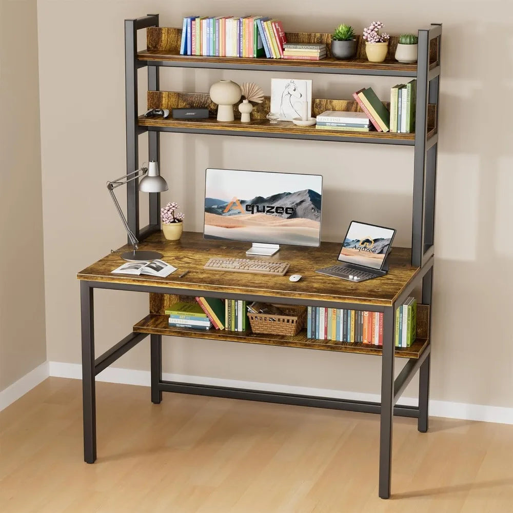 Medium 55 In. Tiered Shelf Desk with Space Saving Design