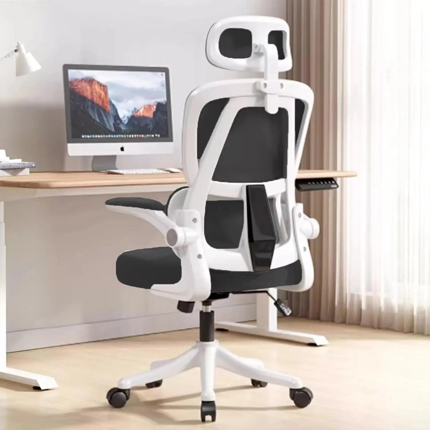Ergonomic Desk Chairs with Flip-Up Armrests and Lumbar Support