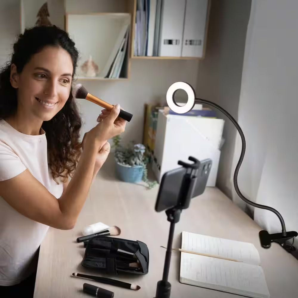Wellness Series 20 In. Black Capture LED Clip-On Ring Light Desk Lamp