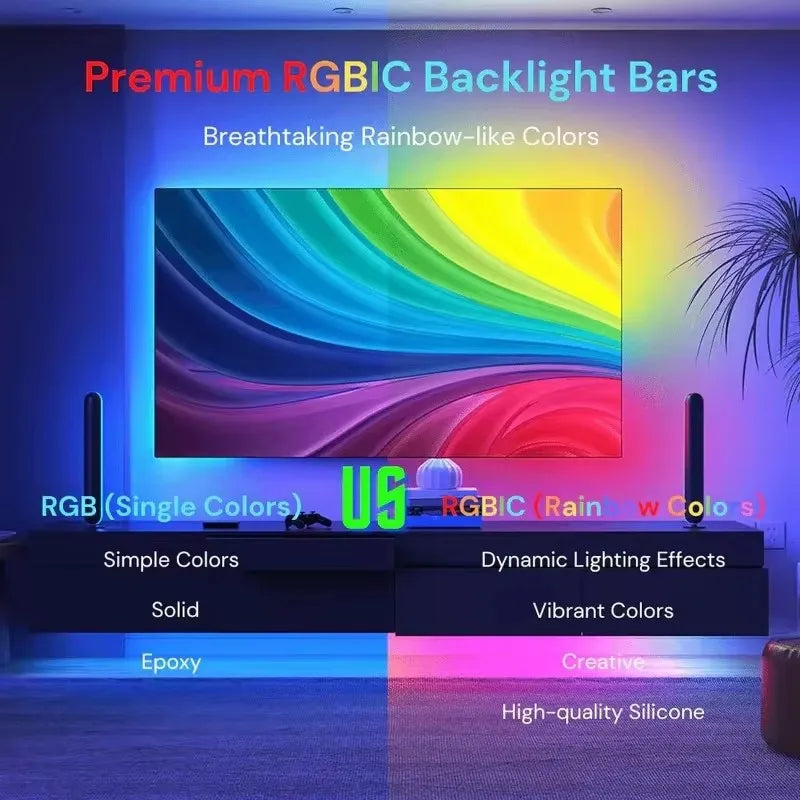 RGBIC LED TV Backlight Strip with AR Color Gamut Sensor App Control Smart Screen Sync 55-75 Inch for Gaming Room Atmosphere Ligh