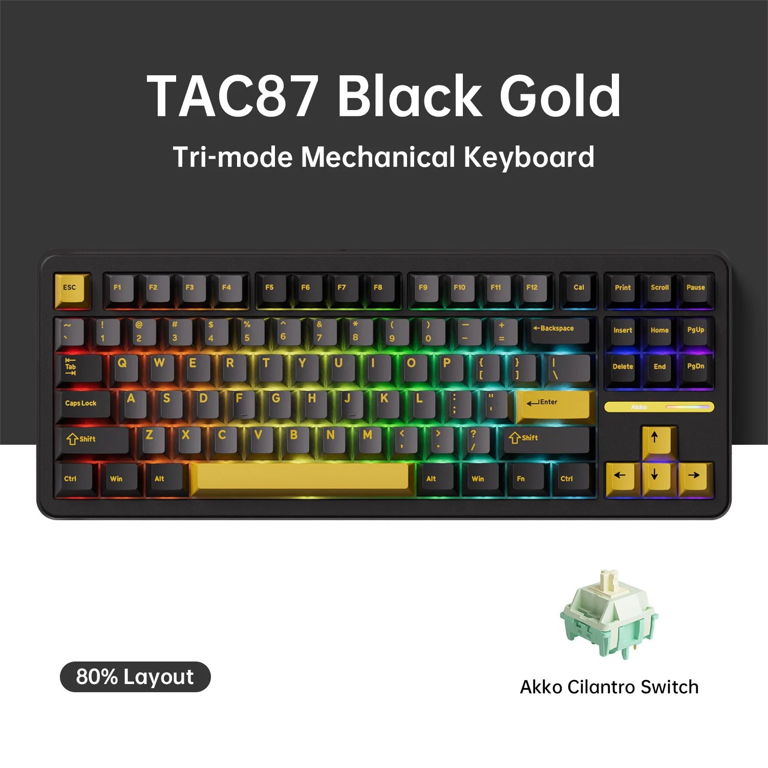 TAC87 Mechanical Keyboard 80% TKL Hot-Swap RGB 10000Mah USB Wired/2.4G&Bt Wireless Customized Gaming Keyboard Gasket Mount