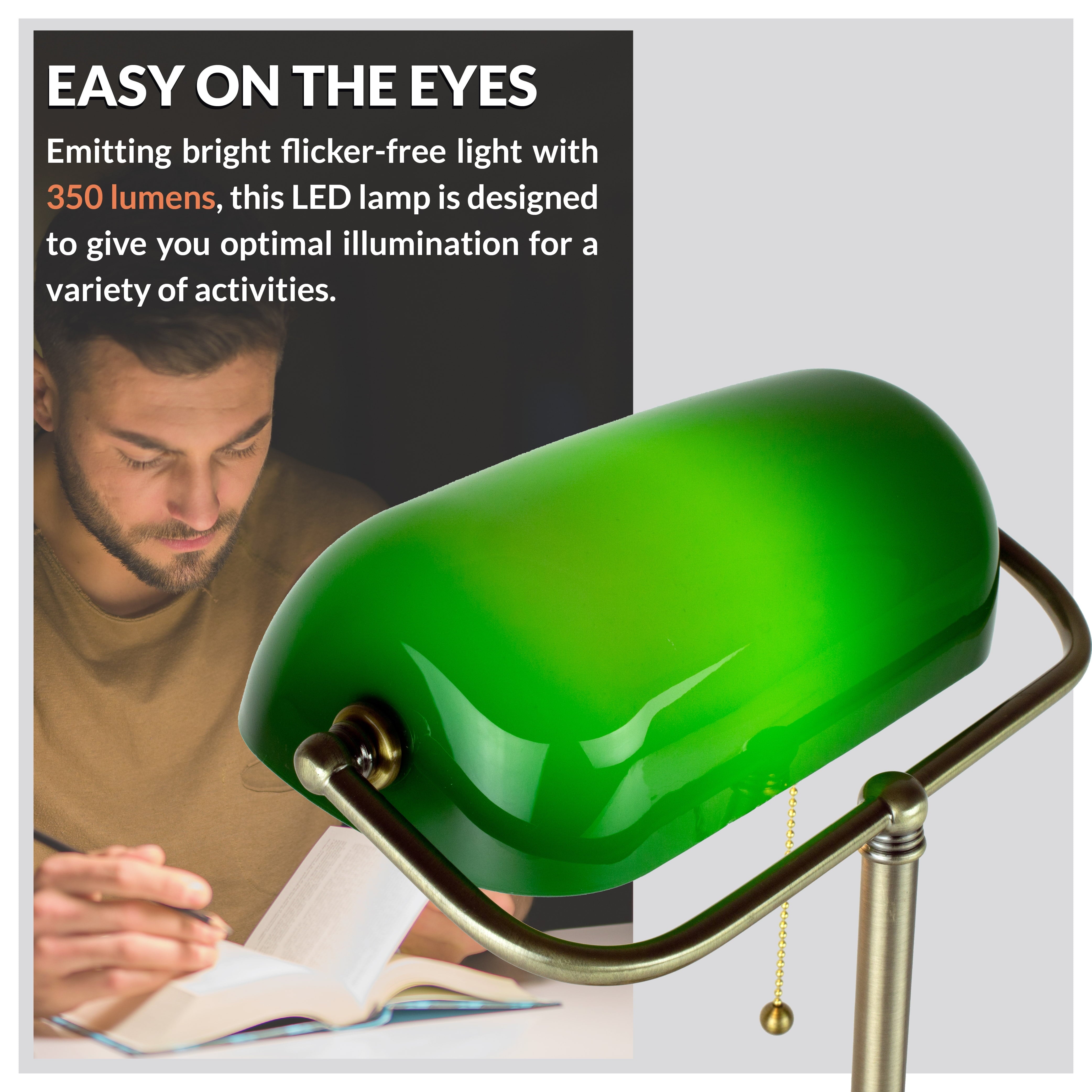 Morgan Antique Green Adjustable Energy-Efficient LED Bankers Desk Lamp