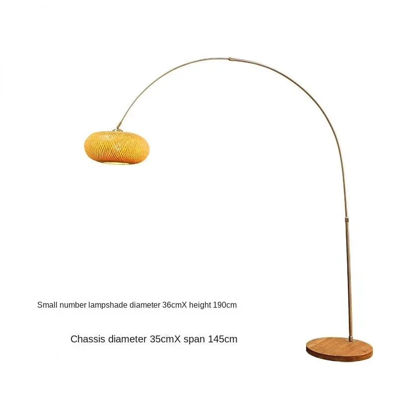 Japanese Bamboo Lamp Floor Lamp Tatami Chinese Zen Tea Room Bamboo Lights Nordic Living Room Bedroom Study Vertical Fishing Lamp