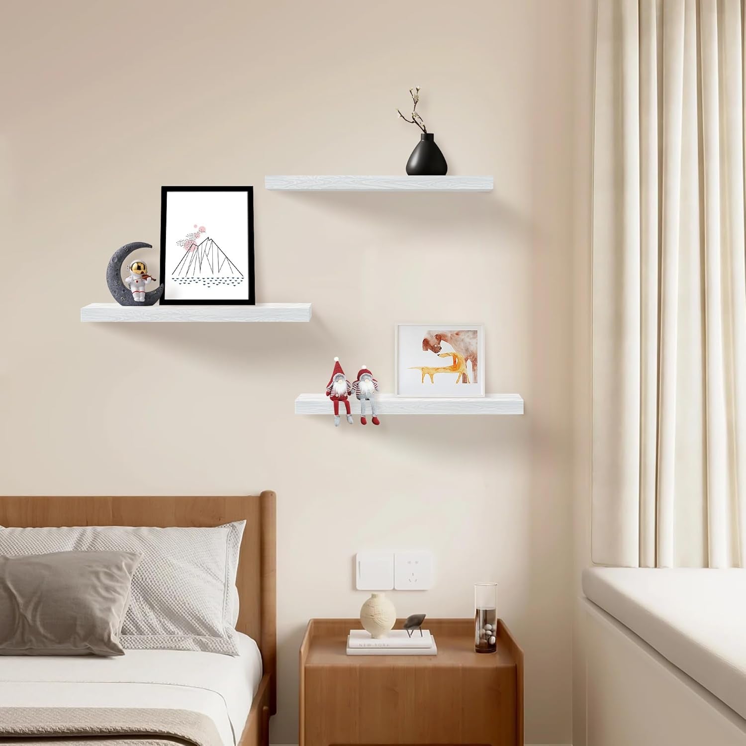 White Floating Shelves, Set of 3