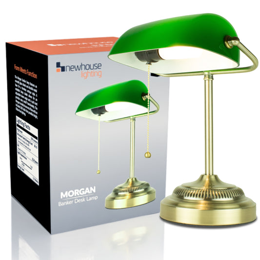 Morgan Antique Green Adjustable Energy-Efficient LED Bankers Desk Lamp