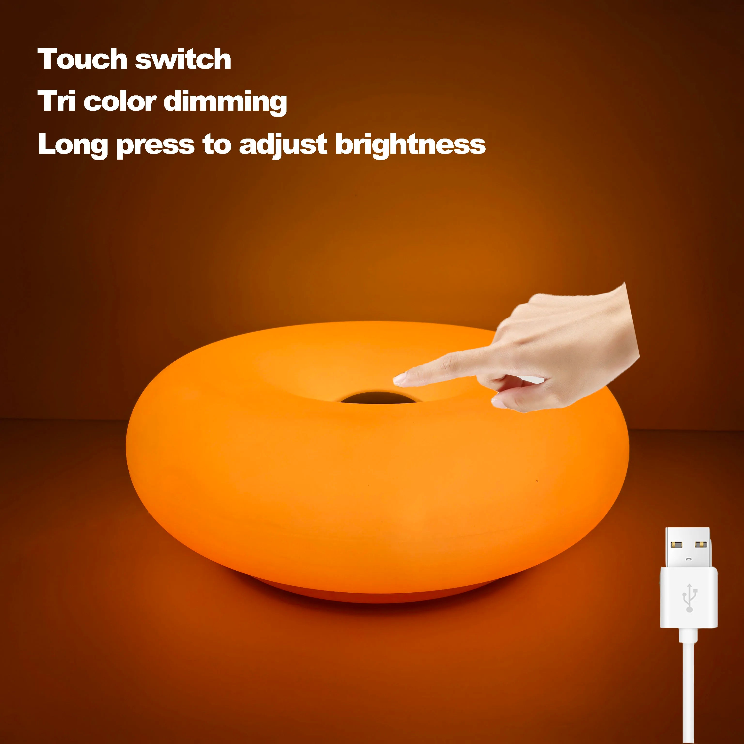 Bedroom Bedside Lamp USB Plug Bauhaus Living Room Dining Room Decoration Donut Ambient Light