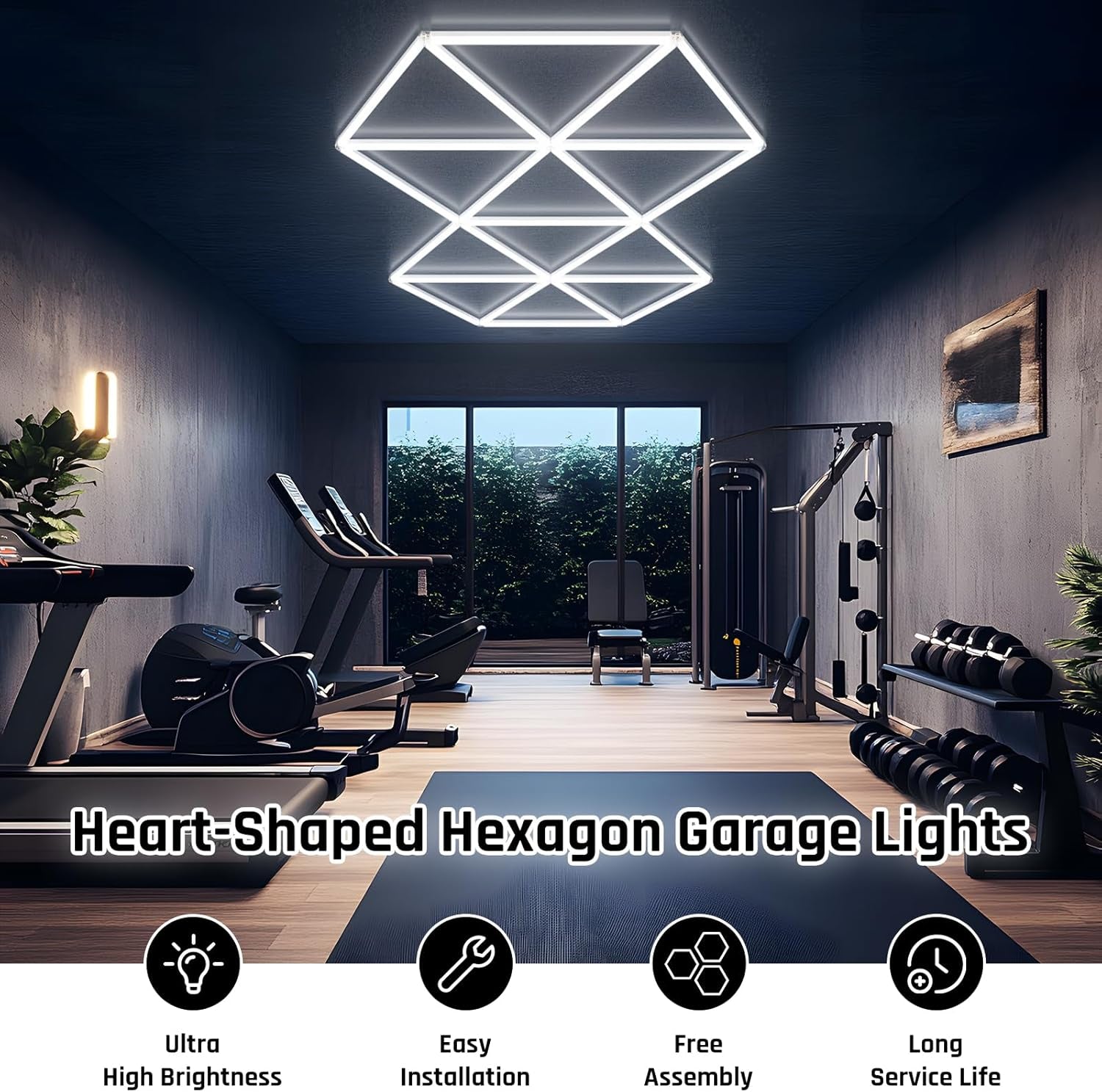 Hexagon Garage Lights, Super Bright Garage Lights Ceiling Led Hexagon 27 Pack 65