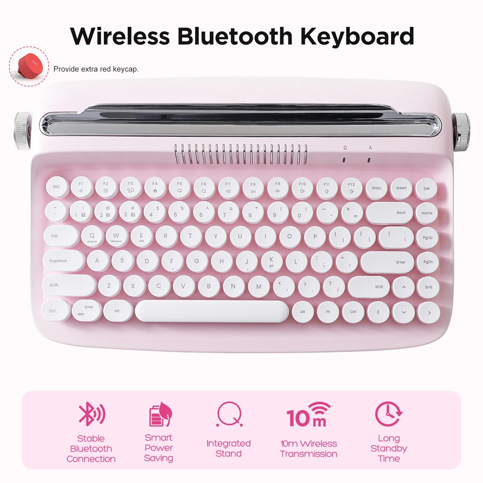 Retro Wireless Typewriter Aesthetic Keyboard
