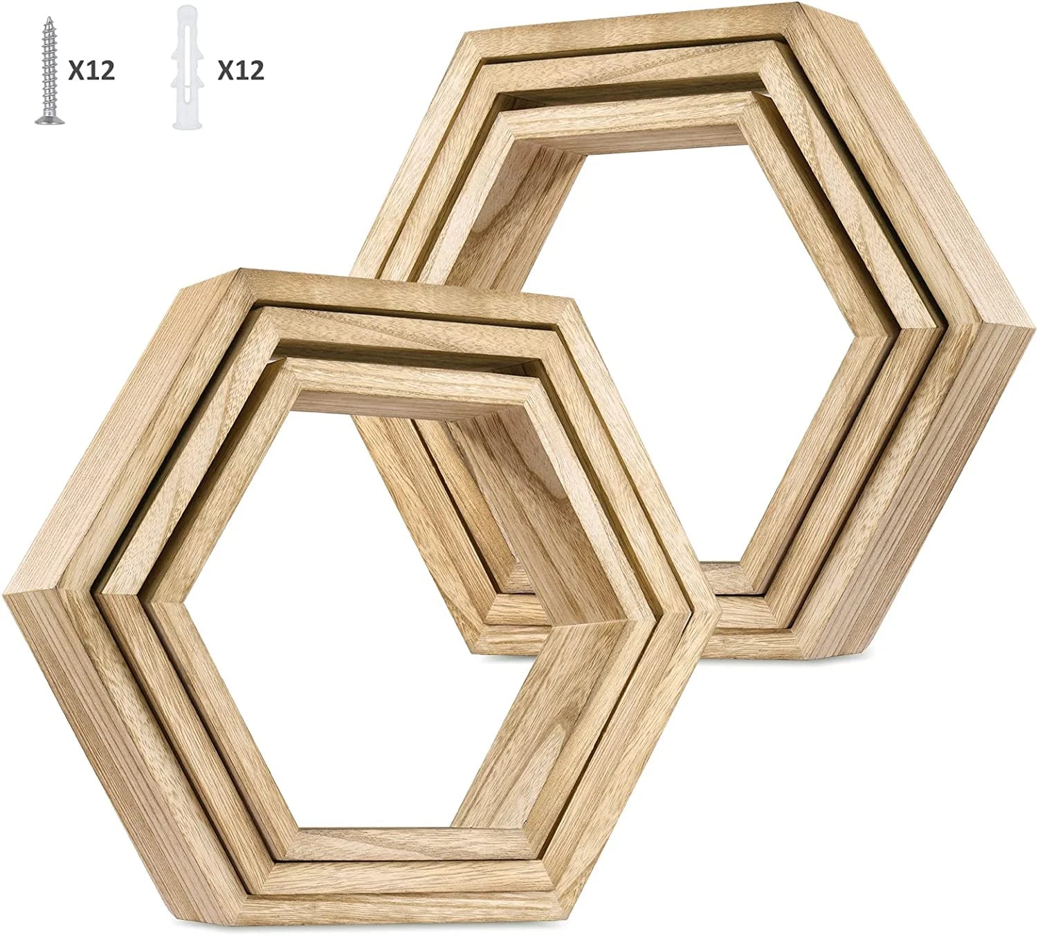 Modern 6 Hexagon Floating Shelves, 6 Count