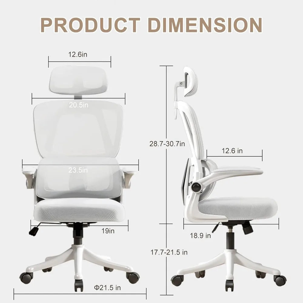 Ergonomic Desk Chairs with Flip-Up Armrests and Lumbar Support