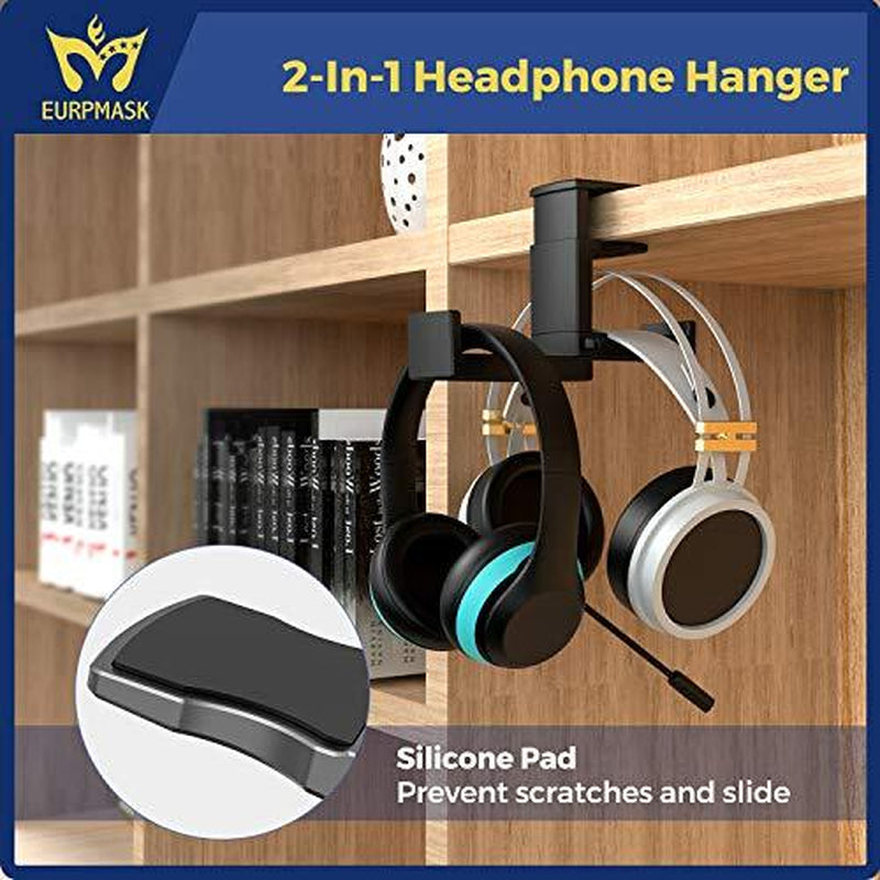 PC Gaming Headphone Stand under Desk Mount Headset Hanger Hook Holder