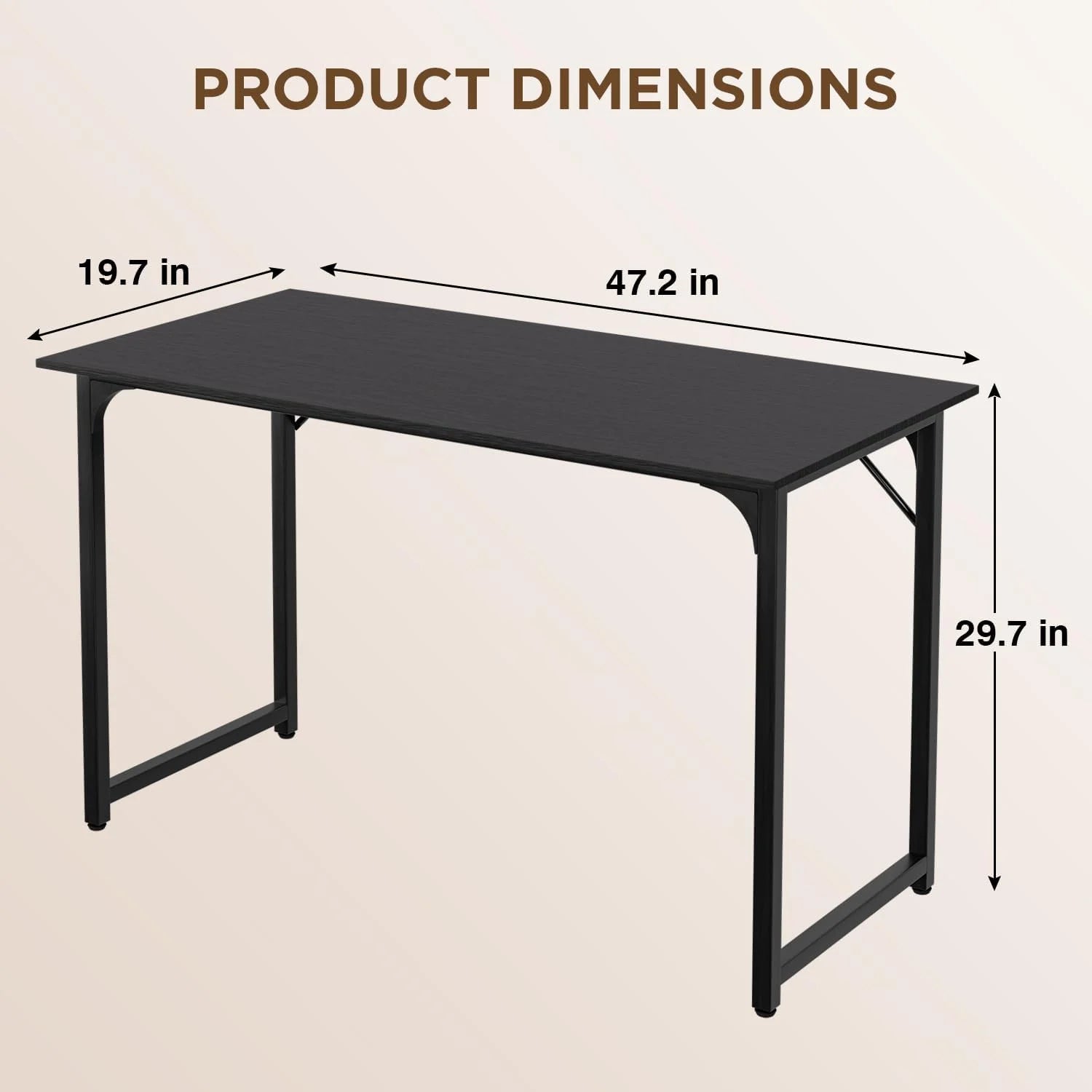 Small 47 Inch Black Computer Desk