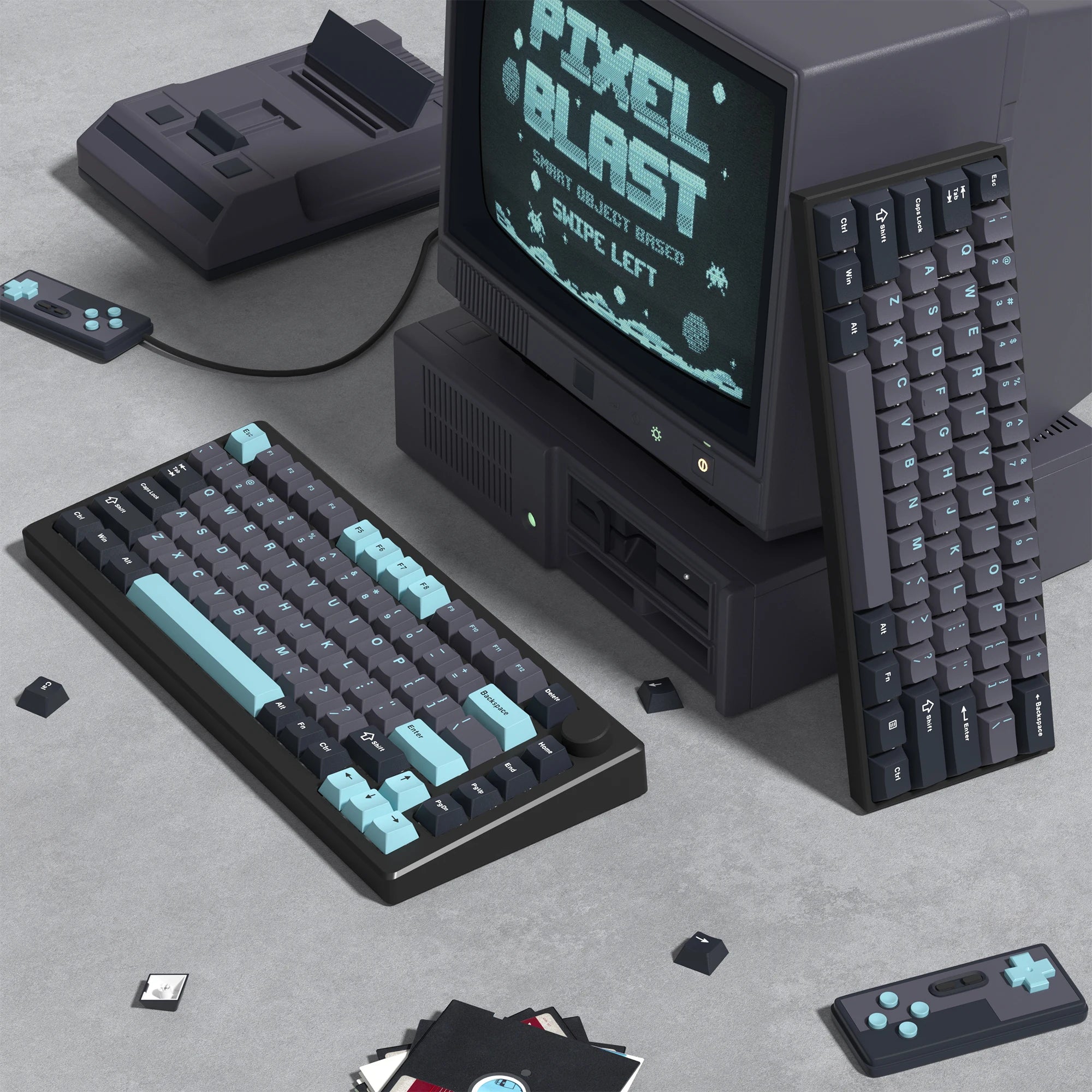 138 Keys Retro Grey Blue PBT Keycap Double Shot Cherry Profile Key Caps for Cherry MX Switches Mechanical Gamer Keyboard