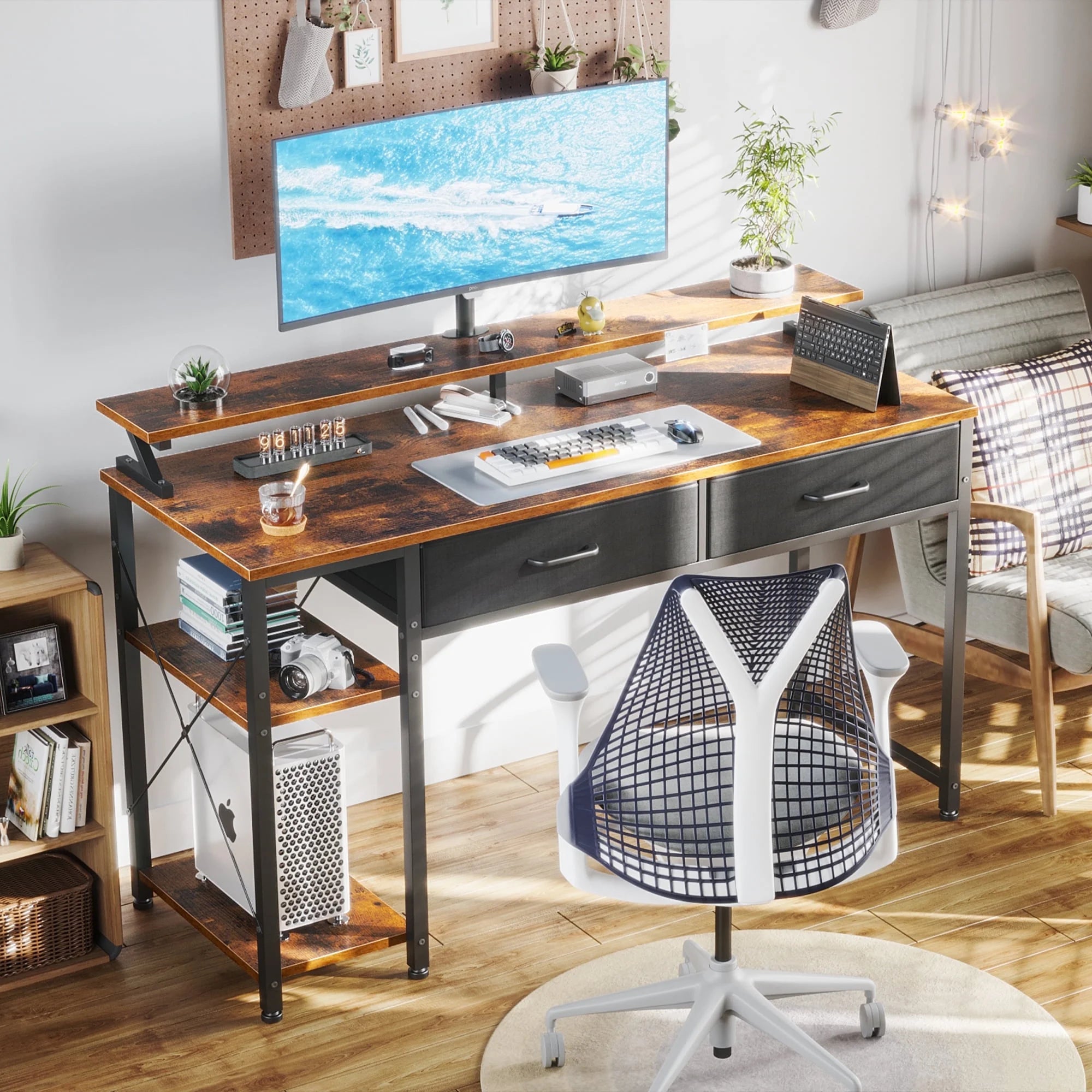 Small 48 In. Desk, Rustic Brown