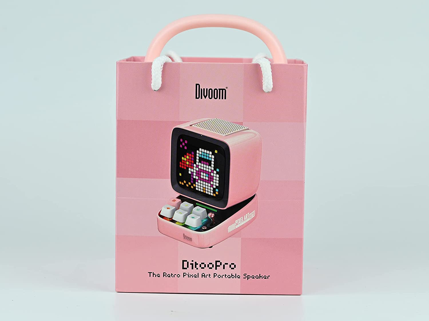 Retro Pixel Art Bluetooth Speaker with App Controlled Front Screen (Pink)