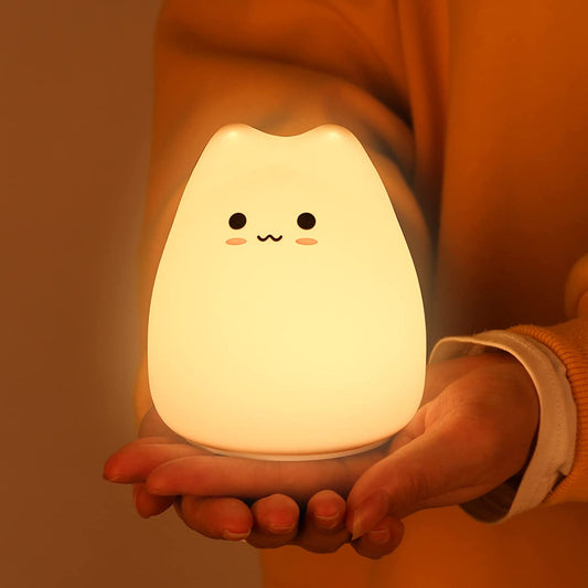 Cat Night Light for Kids,Cute Night Lamp for Nursery,Squishy Silicone Cat Touch Lights Portable, Gift for Birthday and Christmas for Kids Baby Children