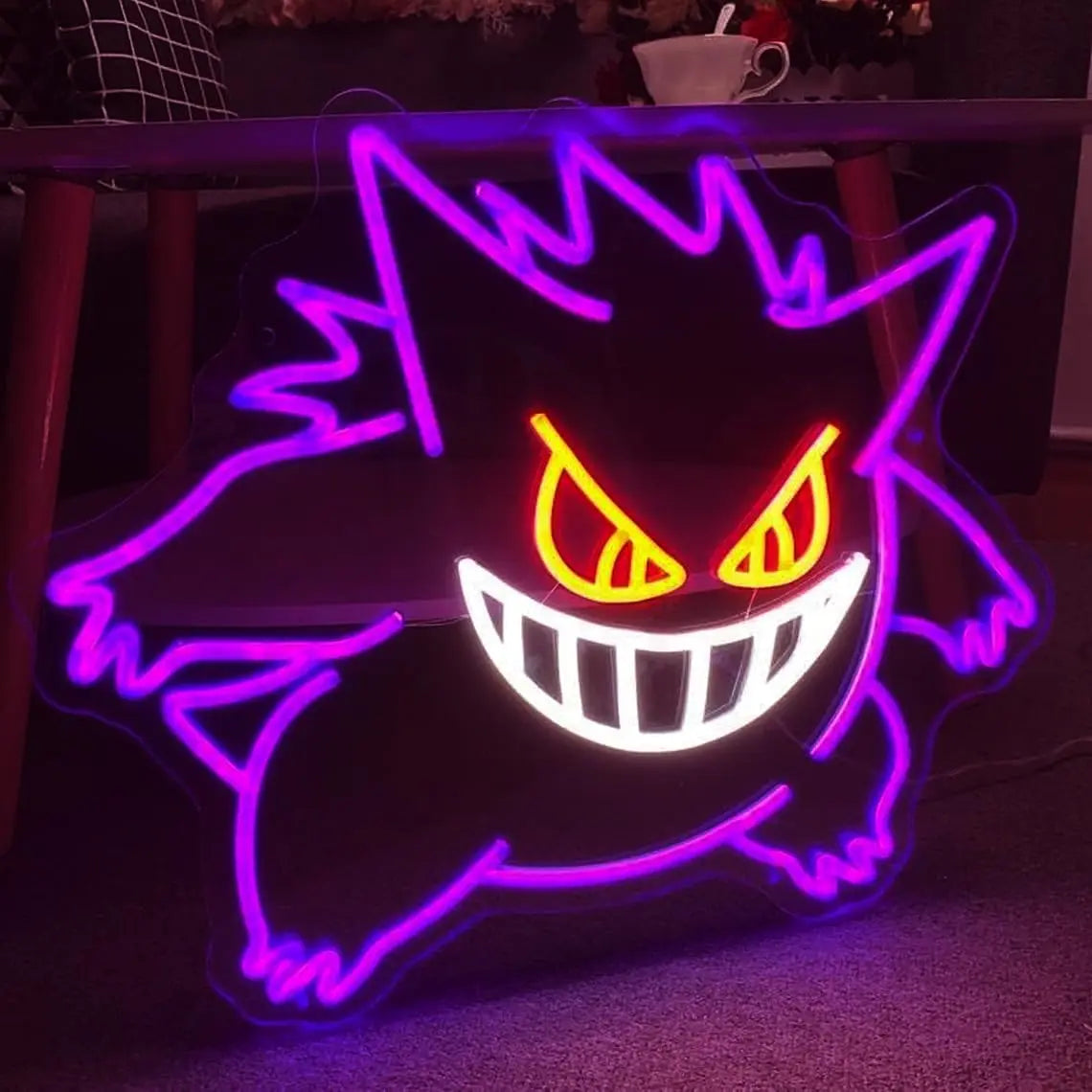 Gengar Cartoon LED Neon Sign  Dimmable USB Wall Light for Gaming Room Man Cave Anime-Style Birthday Gifts for Kids Teens A