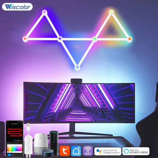 LED RGB Smart Wall Light DIY Atmosphere Night Light Game Room TV Backlight Decorative Wall Light Bar Music Rhythm APP