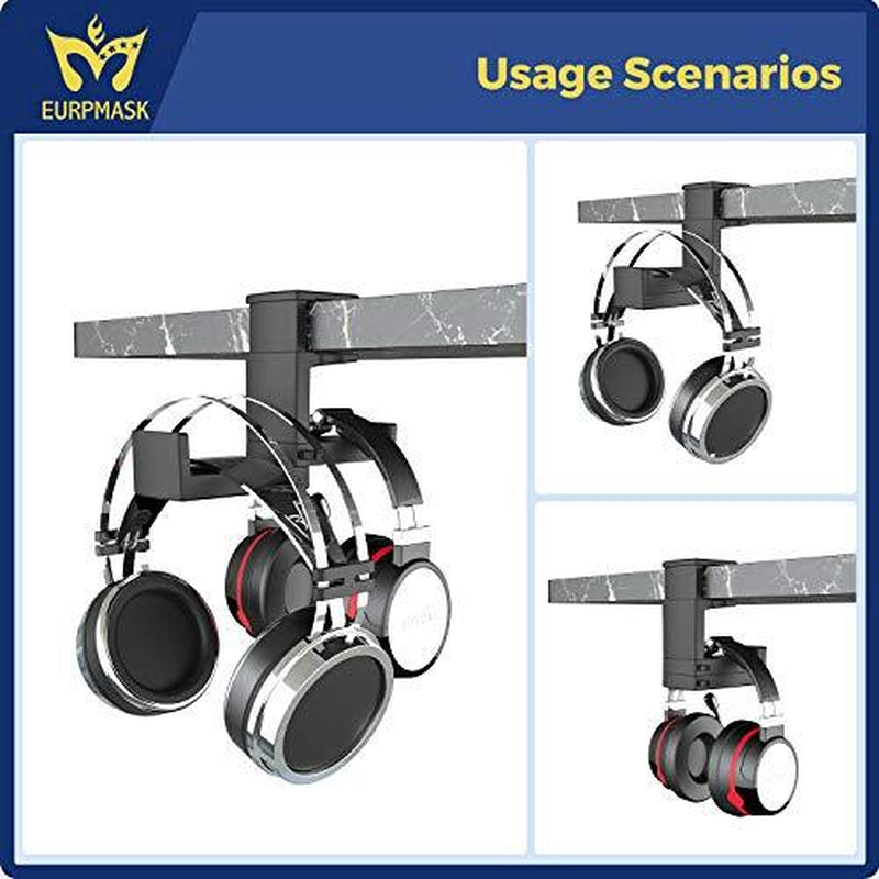 PC Gaming Headphone Stand under Desk Mount Headset Hanger Hook Holder
