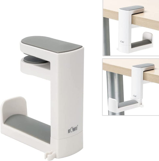 Headphone Stand Holder under Desk, PC Gaming Headset Hook Hanger Mount with 360 Adjustable Rotating Arm Clamp & Built in Cable Clip - White