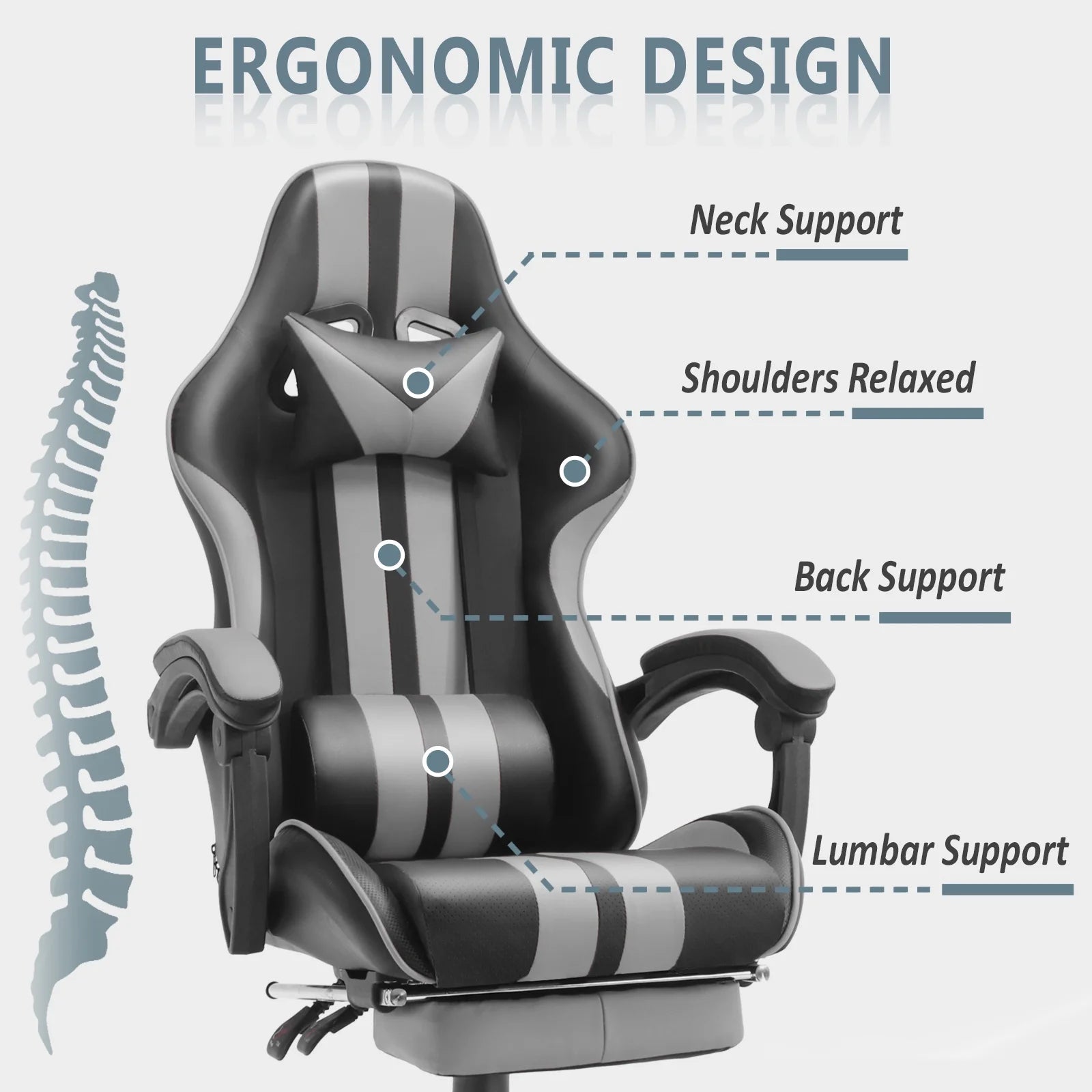 Gaming Chair with Foot Rest and Massage 