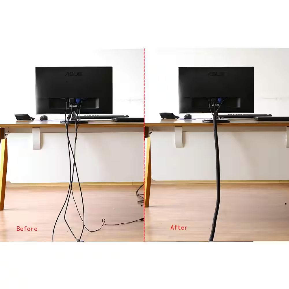 1 In.-25 Ft. Cable Management Sleeve Cord Organizer Cable Protector Split Sleeving for Home Office Automotive-Black