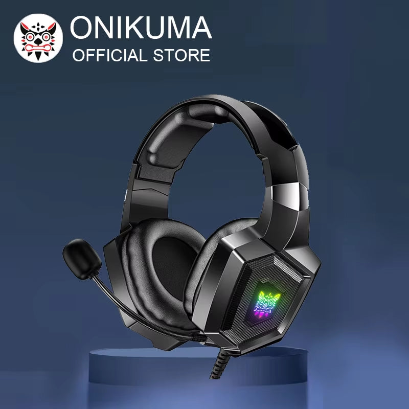 K8 Wired Gaming Headphones with Flexible HD Mic RGB Lighting Effect Over-Ear Wired Headset Gamer for PC Gaming Xbox