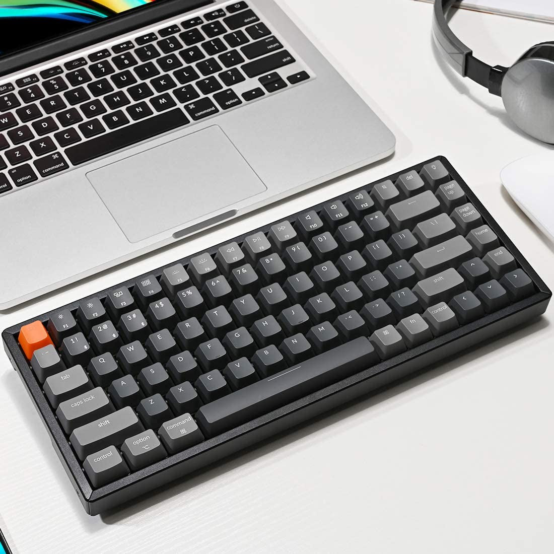 K2 Wireless Mechanical Keyboard, 75% Layout 84 Key Bluetooth/Usb-C Wired Compact RGB Backlit anti Ghosting/N-Key Rollover, Gateron G Pro Red Switch Aluminum Frame for Mac Windows, Version 2