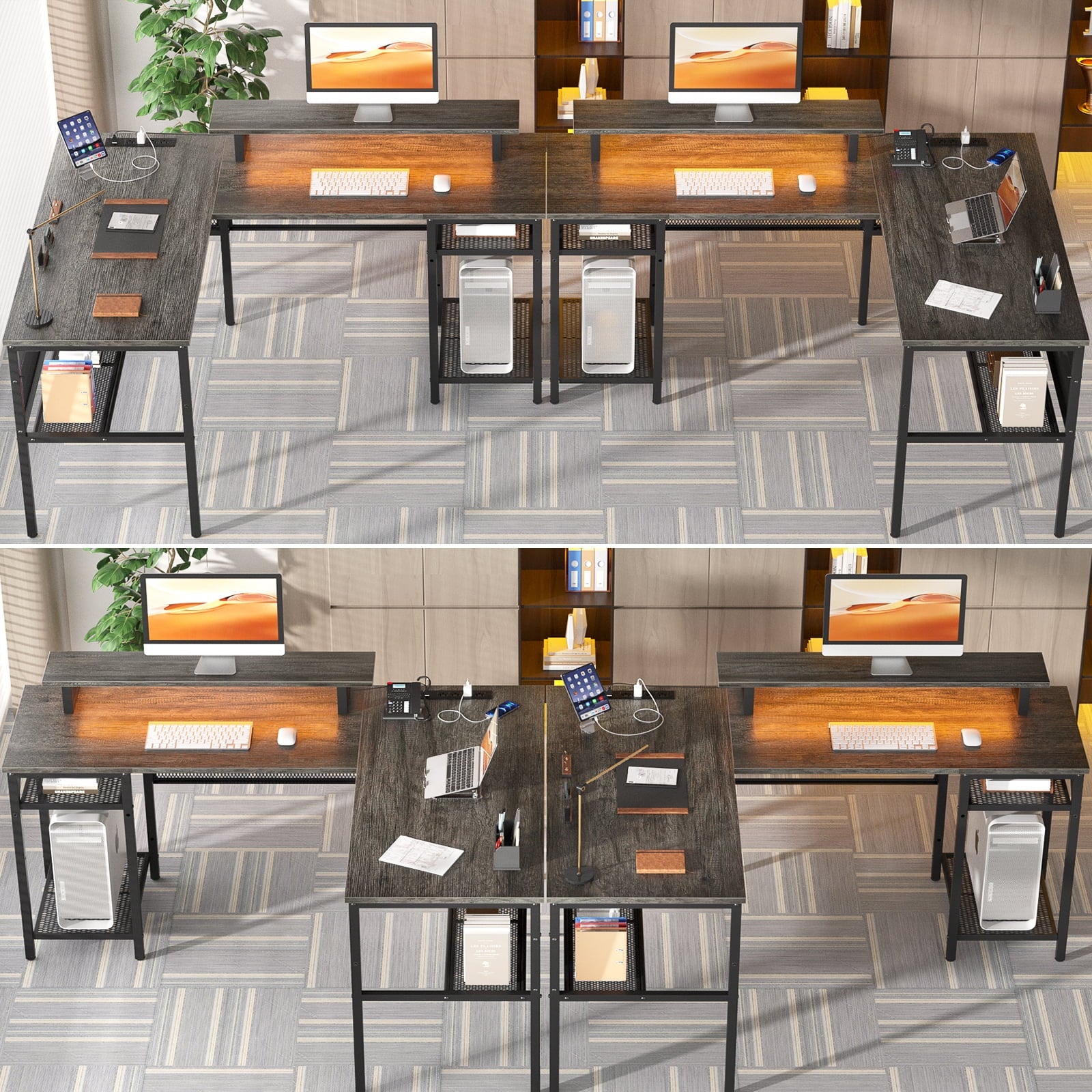 Large Modular Gaming Desk with Power and LED
