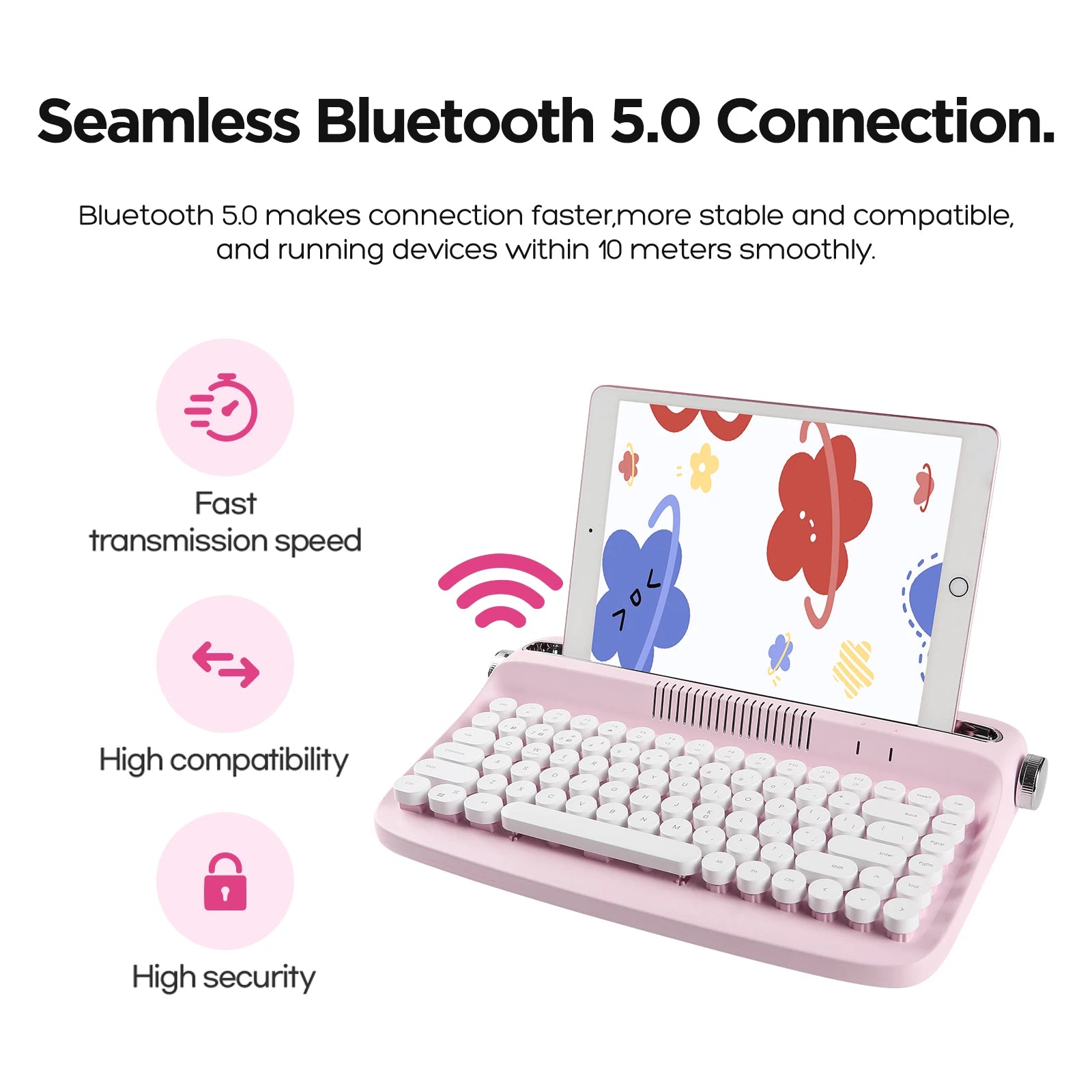 Retro Wireless Typewriter Aesthetic Keyboard